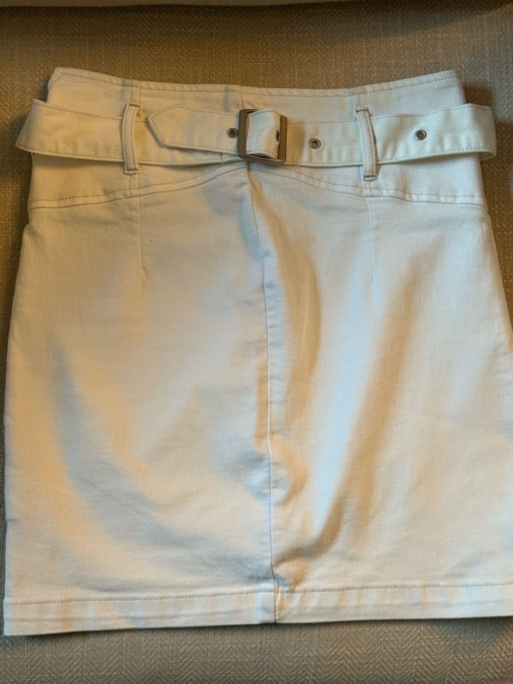 Free People White Belted Mini Skirt